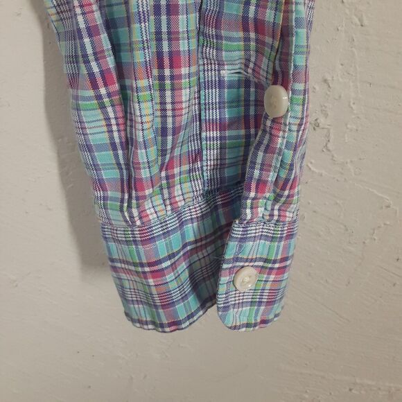 Ralph Lauren Adult Mens L Blue Pink Plaid Long Sleeve Button Up Shirt - Picture 5 of 8